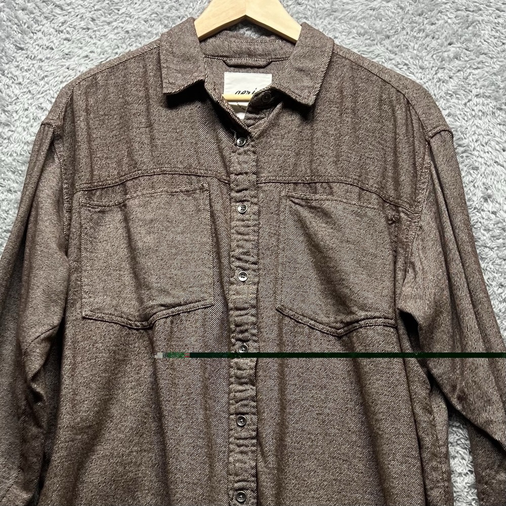Aerie Shirt Womens Small Brown Anytime Fave Twill Oversized Relaxed Button Up - Picture 4 of 14